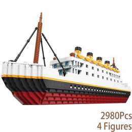 Vehicle Toys City Titanic 2980Pcs Micro Building Blocks Bricks Toys Model Cruise Ship Model Boat DIY Birthday Gifts for Children Figures MOCL231114