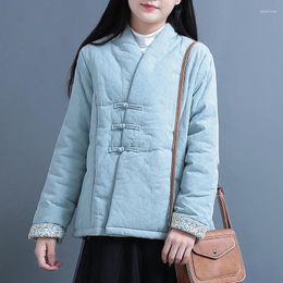 Ethnic Clothing Cotton Padded Chinese Style Winter Coat Women Vintage Thick Warm Jacket Loose Casual Outwear Ladies Tops FF2462