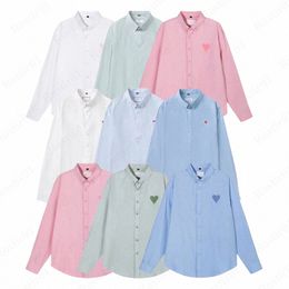 Mens Casual Camisas Mulher Camisa Designer Camisa Mens Amis Rosa Botão Up Camisa Roupas Moda Tee Polos Verão Clássico Coração Manga Longa