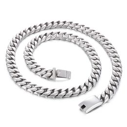 Herren Casting Cuban Chain Link Halskette Poliertes Silber Schwerer Edelstahl Gothic Simplicity Schmuck für Vater Ehemann Freunde Freunde Weihnachtsgeschenke 12mm