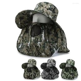 Berets Men's Summer Sunscreen Cap Cape Fishing Outdoor Mountaineering Tea Picking Man's Face Mask