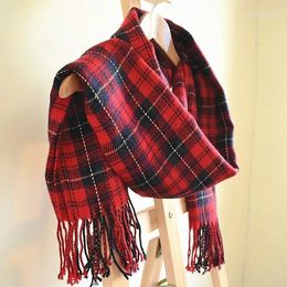 Scarves 2023 British Classic Plaid Scarf Female Autumn And Winter Warm Faux Cashmere Shawl Dual-Use Christmas Year Gift