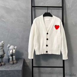 Amis Amiparis Cardigan Sweater Jacquard a Heart Coeur Love Sweat Am i Paris Casual Men Women Knit Hoodie Jumper 2023 Winter Fashion Amishirt 8kod