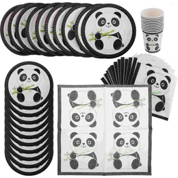 Disposable Dinnerware 1 Set Of Adorable Panda Paper Plates Napkins Cups Birthday Supply