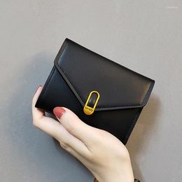 Wallets Ins Simple Women's Purse Short Three Fold Small Coin Wallet Card Bag Leather Clip Women