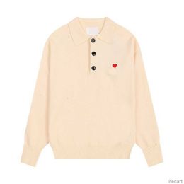 Winter Sweaters Fashionable AM I Paris Designer Knitted Jumper Cardigan Style Men Women Sweat Knit Hoody Love Heart Coeur Jacquard Half Zipper AMIs 55HQ