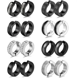 Backs Earrings 1-8 Pairs Clip On Hoop For Men Women Stainless Steel Mens Earring Ear Non Piercing