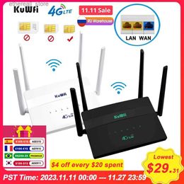 Routers Kuwfi 4G Wifi Router 300Mbps Wireless CPE Router CAT4 4G LTE Router with WAN LAN RJ45 Ports External Antennas Support 32 Devices Q231114