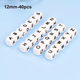 Baby Teethers Toys LOFCA 40PCSLot Alphabet 12mm Food Grade Letter Silicone Beads Baby Bead Pacifier Chain BPA Free for Name Make DIY Necklace 230413