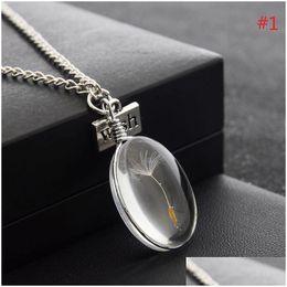 Pendant Necklaces Wish Crystal Necklace Real Dandelion Pendants Glass Round Sier Chain Choker For Women Gifts Drop Delivery J Dhgarden Dh4Hp