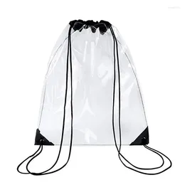 Backpack Transparent Drawstring School Tote Gym Bag Sport Pack