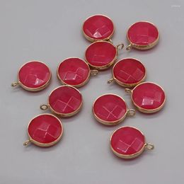 Pendant Necklaces 4pcs Natural Stones White Stone Dyed Rose Red Round Gold-plated Crafts Making DIY Necklace Earring Jewelry Gift