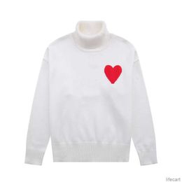 Amiparis Sweater High Collar AM I Paris Jumper Winter Thick Turtleneck Coeur Embroidered A-word Heart Love Knit Sweat Women Men Amisweater AMIs ZZLU