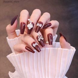 False Nails 3D Crown False Nails French Long Press On Nails Elegant Fingernails Stickers Manicure Salon DIY Art Removable Save Time MH88 Q231114