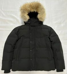 Kanada pufferjackor män designer real wolf päls utomhus wyndham vindbrytare jassen ytterkläder huva fyrrure manteau down jacka kappa hiver parka doudoune