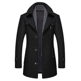 Men's Jackets Autumn Winter Mens Wool Trench Coats Fashion Middle Long Jacket Male Double Collar Zipper Coat Windbreak Woollen Overcoat 231113