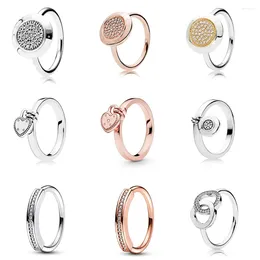 Кластерные кольца 925 Серебряное кольцо стерлингового кольца Сделай DIY Crystal Большой круглый палец для женских ювелирных украшений