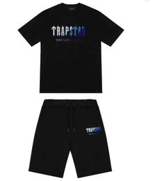 Men's T Shirts Mens Trapstar Shirt Short Sleeve Print Outfit Chenille Tracksuit Black Cotton London Streetwear S-2XL23