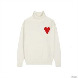 Amisweater Winter Turtleneck Designer AM I Paris Jumper High Collar Warm Sweatshirt Jacquard A-word Love Heart Coeur hoody Men Women Knit New Color AMIs 9WXJ