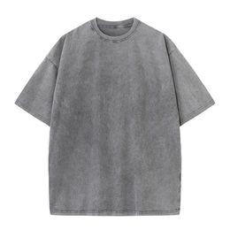 Men's TShirts Wholesale 280gsm heavy weight T Shirt Men Hip Hop Vintage Washed Oversized Streetwear 100 Cotton Tshirt 2024