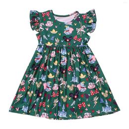 Girl Dresses Christmas For Girls Holiday School Outfits X'mas Flutter Sleeve Floral Dress Casual Boho Twirly Skater Clothing