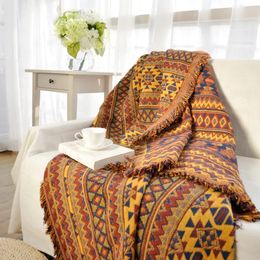 Blankets Inyahome Boho Throw Blanket Colorful Chenille Woven Bohemian Sofa Recliner Loveseat Furniture Cover Aztec Hippie Throws Blankets 231113
