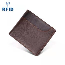 RFID-protecting Genuine leather mens designer wallets male cowhide fashion casual zero card purses no328