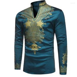 Ethnic Clothing Fashion Men African Clothes 2023 Brand Dashiki Print Mandarin Collar Dress Shirt Streetwear Casual