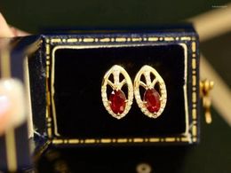 Stud Earrings Woman Fashion Jewellery AU750 18K Gold Ear Studs Ruby Diamonds