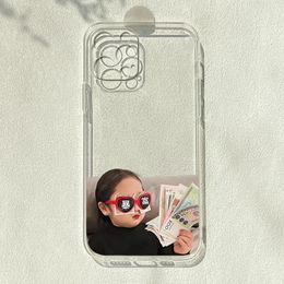 Designer Silicone Phone case Cartoon Cute Frame Suitable for iPhone 14 13 12 Pro max 11 14plus Soft shell Anti-fall phone case