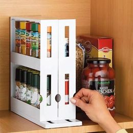 Storage Holders Racks Kitchen Spice Organiser Multi Function Rotating Shelf Slide Cabinet Cupboard 230413