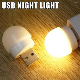 Night Lights Mini USB Plug Lamp Computer Mobile Power Charging LED Light Eye Protection Round Desk Bulb Bedroom Decoration