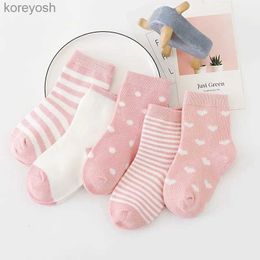 Kids Socks 5 Pairs/Lot Kids Soft Cotton Boy Girl Baby Infant Fashion Stripe Warm For Autumn Winter 0-8 Years Children Cartoon SockL231114