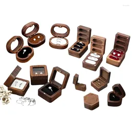 Jewellery Pouches Wooden Wedding Ring Box Display Lover Holder Storage For Engagement Organiser Golden Marriage Anniversary Love Gift