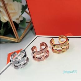 Classic For Women Round Simple Jewelry Double-deck Open type Ring Golden Rose Gold