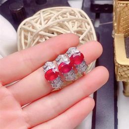 Cluster Rings Natural Ruby Ring For Daily Wear7mm 9mm Real Silver 925 Jewellery Gift Woman