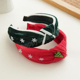 New Fashion Hair Accessories Wide Side Christmas Gift Headband Casual Rhinestone Headwear Centre Knot Hair Accessories