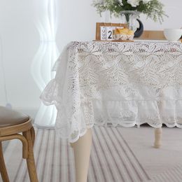 Table Cloth Romance American Style Lace Cover White Flower Tablecloth For Dinning Rectangle Sheer Dustproof