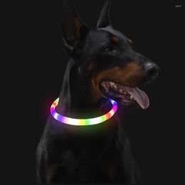 Dog Collars LED Glowing Collar Adjustable Flashing Recharge Luminous Night Anti-Lost Light Harness Small Pet Products