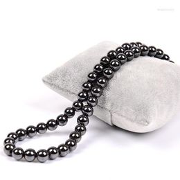 Chains Est Fashion Black Round Beads Hematite Necklace 6mm Magnetic Power Unisex Cuban Link Chain Jewellery Stainless Steel Wholesale