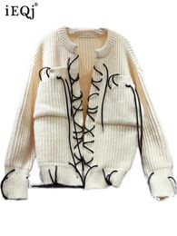 Women s Sweaters IEQJ Design Sense Thick Knitted Strap Cardigan Sweater Coat For Women Long Sleeve Loose Casual 2023 Winter 3WQ8114 231113