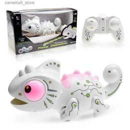 Electric/RC Animals 2.4GHz RC Chameleon Parent-child Interactive Game Remote Control Animal Dinosaur Toy Electronic Pets Car Kids Birthday Gifts Q231114