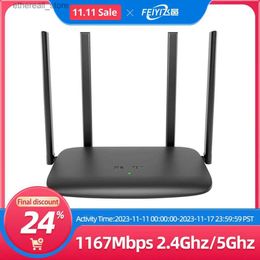 Routers FEIYI Wireless WiFi Router Gigabit 2.4G 5.0GHz Dual-Band AC2100 Wireless Wifi Repeater External Signal Amplifier Repeater PPPOE Q231114