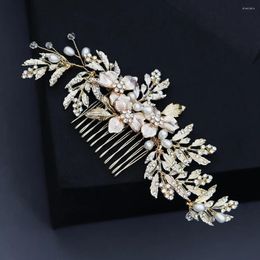 Hair Clips Wedding Jewellery Hand-made Pearl Comb Flower Leaf Decoration Dress Disc Bride Show Headdress