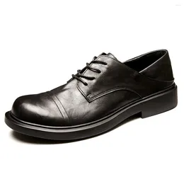 Dress Shoes Lace-Up Business Men Autumn Thick Bottom Fashion High Quality Genuine Leather Summer Spring