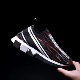 2024 Stretch Designer Sorrento Men Mesh Sneakers Trainers With Rhinestones Crystals Mens Slip-on Sneaker Black White Red Glitter Flat Shoes With Box 35-45