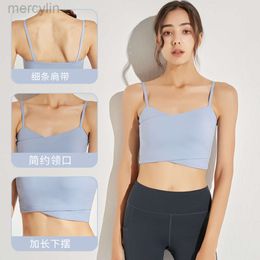 Designer Aloo Yoga Bra Long Sleeve Sports Bra Women's Thin Shoulder Strap Back Fitness Suit Suspender Tank Top with Chest Pad