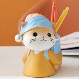 Decorative Objects Figurines Creative Cat Pencil Vase Decoration Office Desk Surface Panel Decoration Children's Room Station Cute Small Items 231114