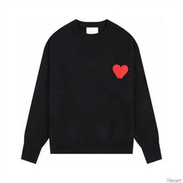 AM I Paris Fashion Winter Warm Kintted Jumper Designers Amisweater Sweater Embroidered Coeur Heart Love Jacquard Round Neck Sweatshirts Bright Colour AMIs H9FD