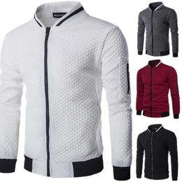 Mens Jackets Casual Plaid Cardigan Plush Zip Sweatshirt Stand Collar Jacket Slim Fit Long Sleeve Street Coat Fashion Male Clothes 231113